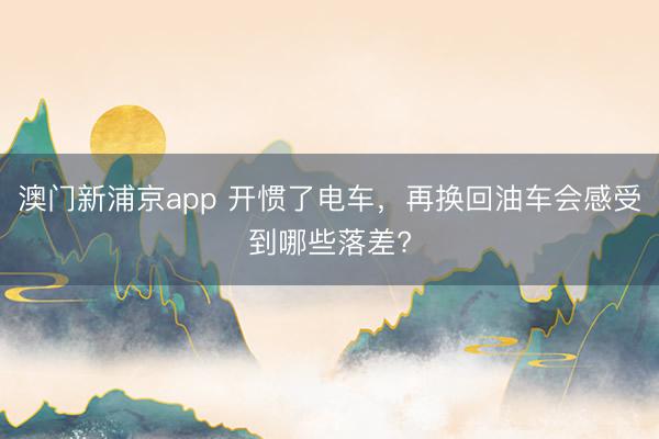 澳门新浦京app 开惯了电车,再换回油车会感受到哪些落差?
